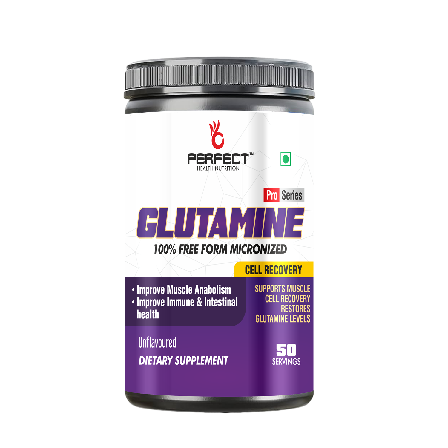 PERFECT HEALTH NUTRITION GLUTAMINE (UNFLAVOURED) (250 GM, 50 SERVING)