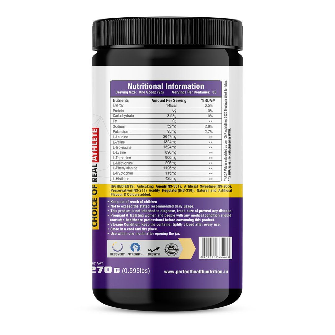 Perfect Health Nutrition EAA (Essential Amino Acids) Intra-Workout/Post Workout 270 Grams - Image 3