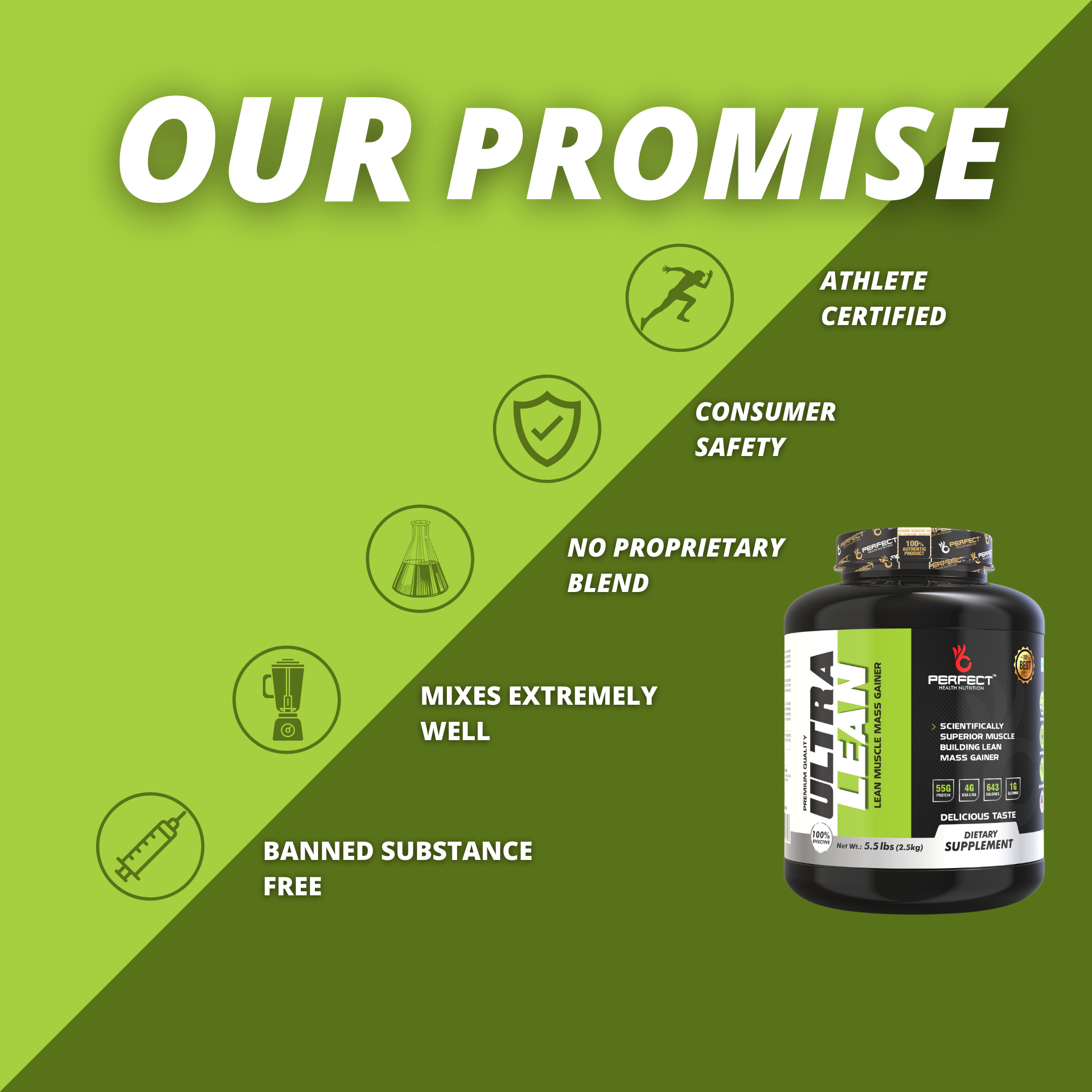 Perfect Health Nutrition Ultra Lean, Lean Muscle Mass Gainer with Digestive Enzymes (Chocolate , 2.5 kg / 5.5 lb) - Image 7