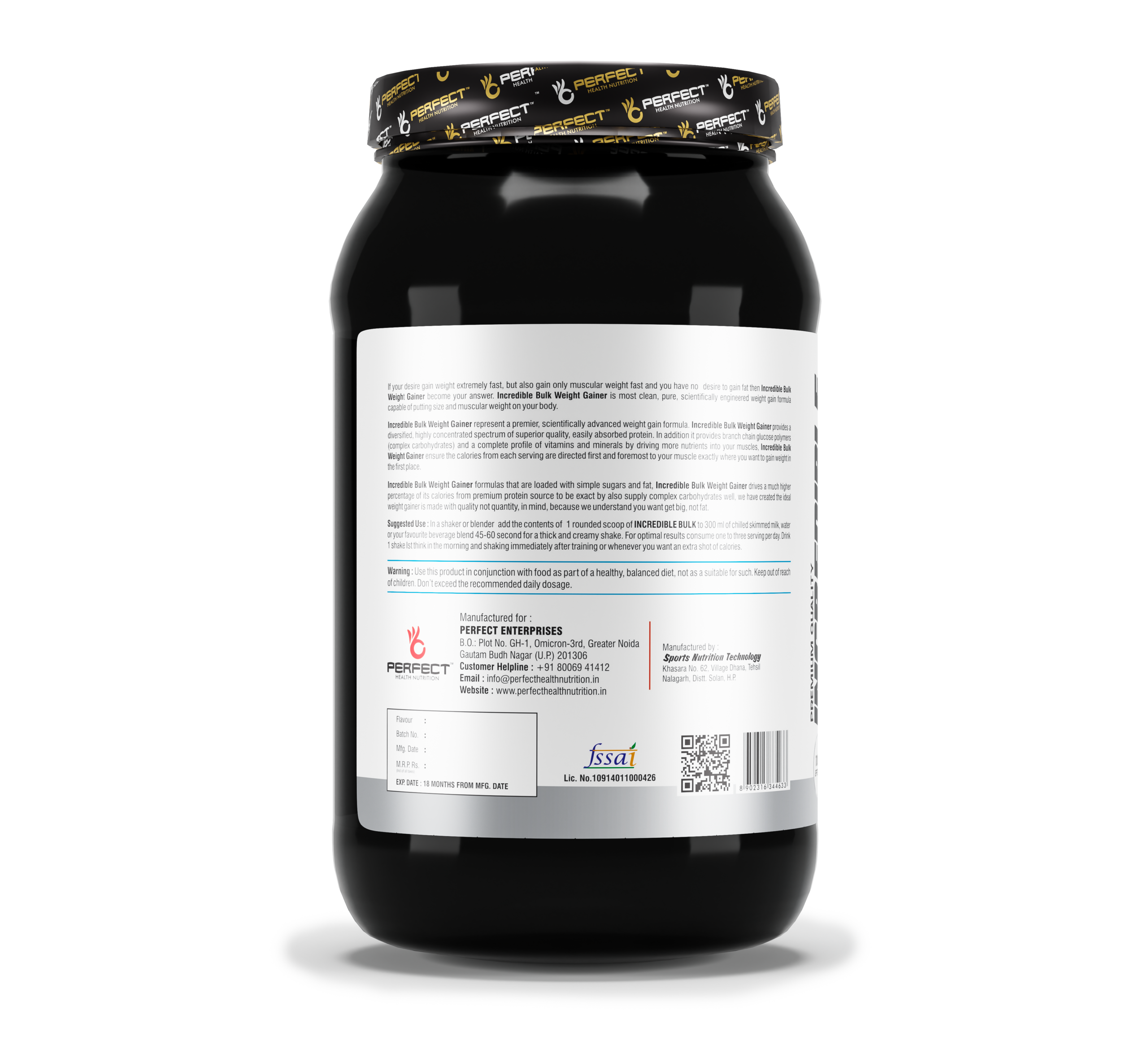 "Perfect Health Nutrition Incredible Bulk - Extreme Weight Gainer - Image 3